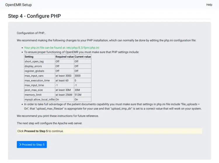 php configuration