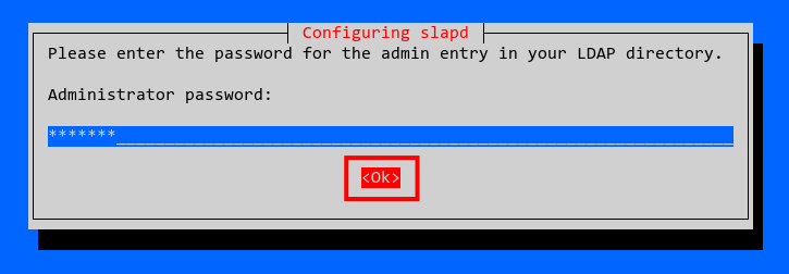 Input admin password OpenLDAP