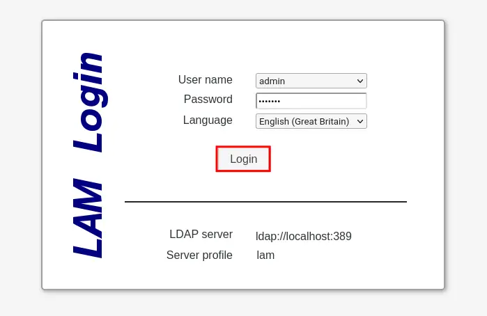login to lam with ldap admin