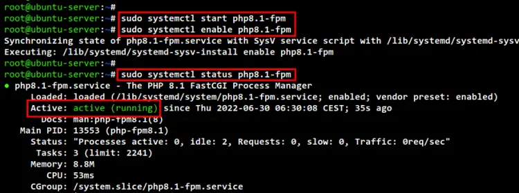 start php-fpm