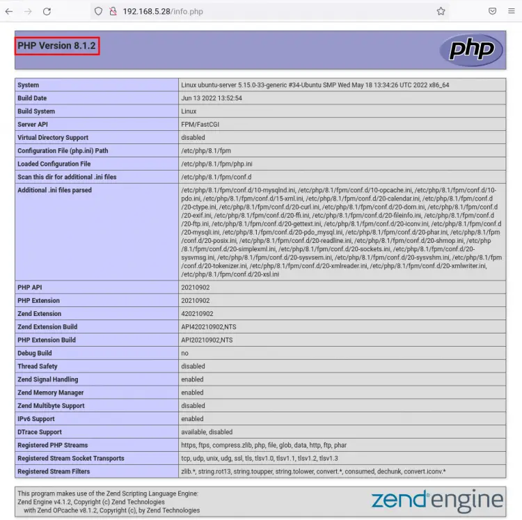 php info llmp