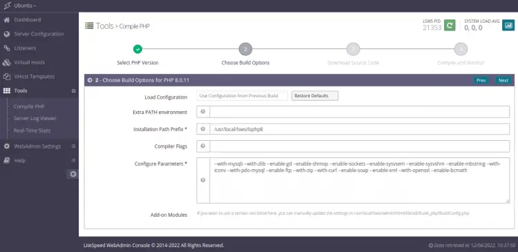 PHP Build Options