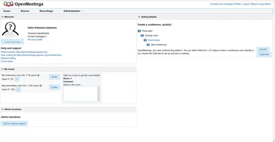 OpenMeetings Dashboard