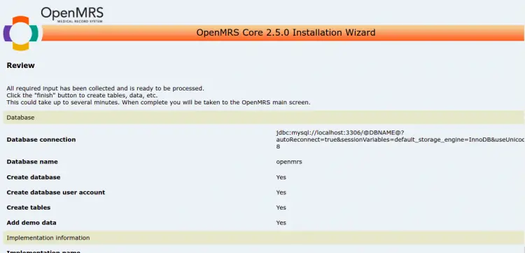 Confirm installation parameters