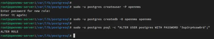 setup postgresql database and user