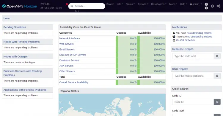 OpenNMS dashboard