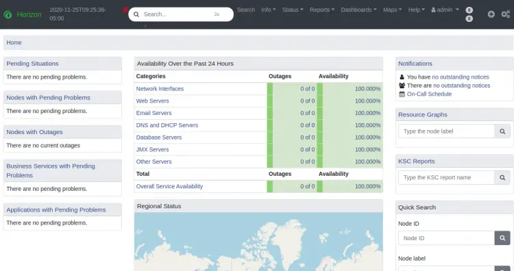 openNMS dashboard