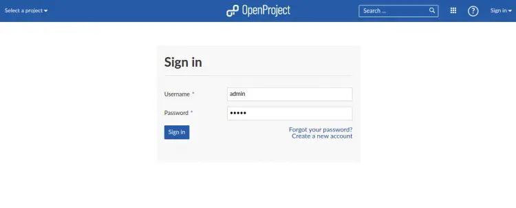 OpenProject login