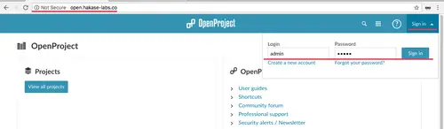 Login to OpenProject
