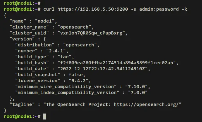 verify opensearch curl