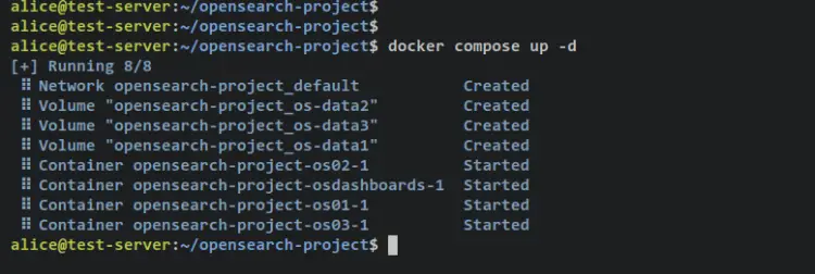 start opensearch cluster and opensearch dashboards