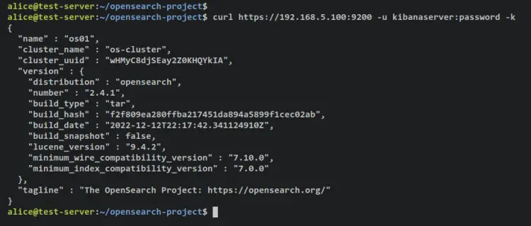 verify curl kibanaserver