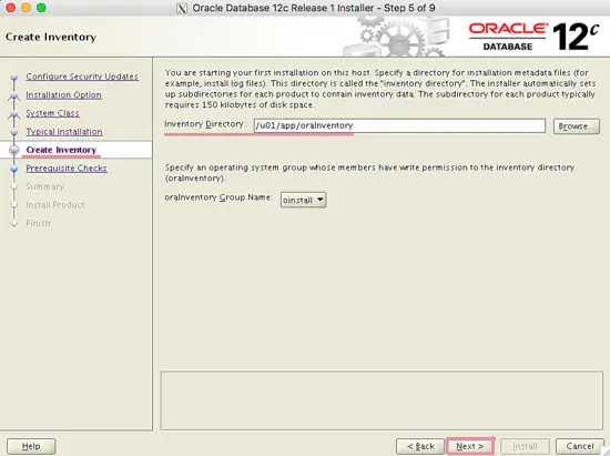 Oracle Inventory Configuration