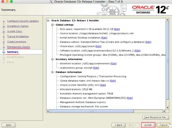 Oracle数据库摘要安装配置