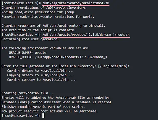 Run command as root Oracle Database Installation