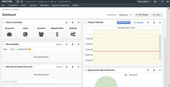 OroCRM Dashboard