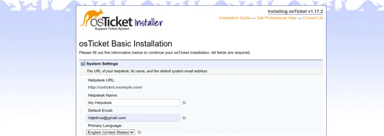 System settings