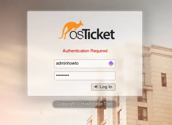 login page