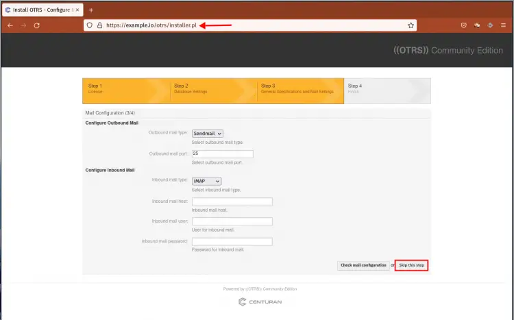 setup otrs mail