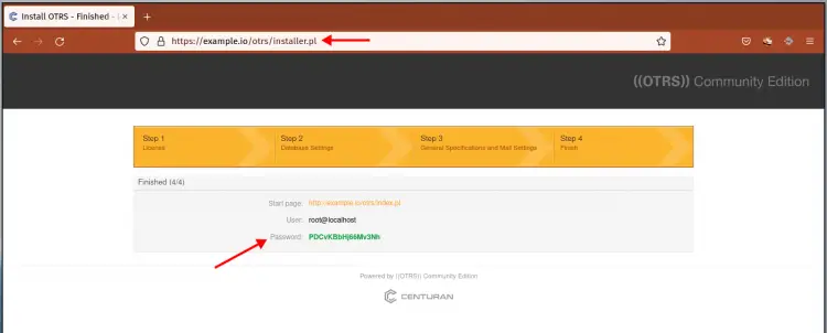 otrs admin user and password