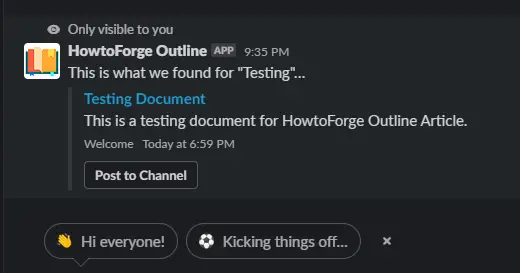 Outline Wiki Slack App Demo
