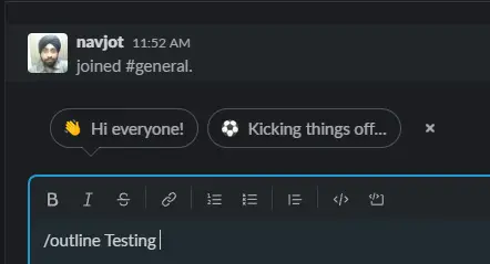 Outline Wiki Slack App Message