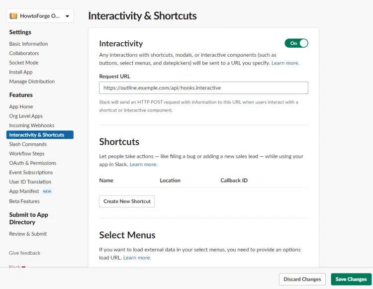 Outline Wiki Slack Interactivity