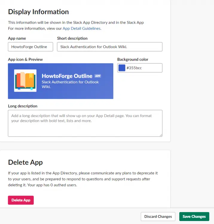 Slack New App Options
