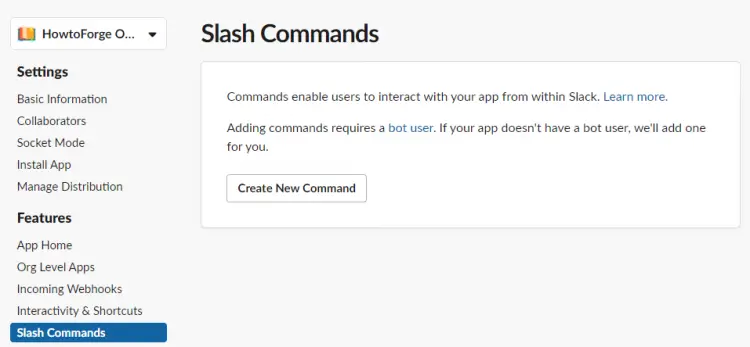 Slash Commands Page