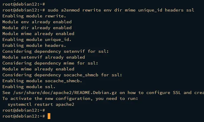 enable apache2 modules
