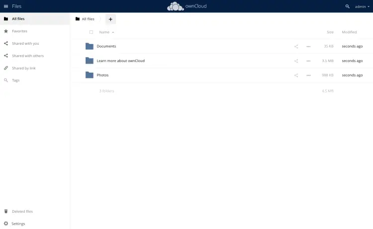 owncloud dashboard