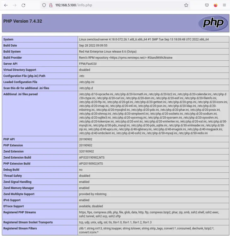 phpinfo
