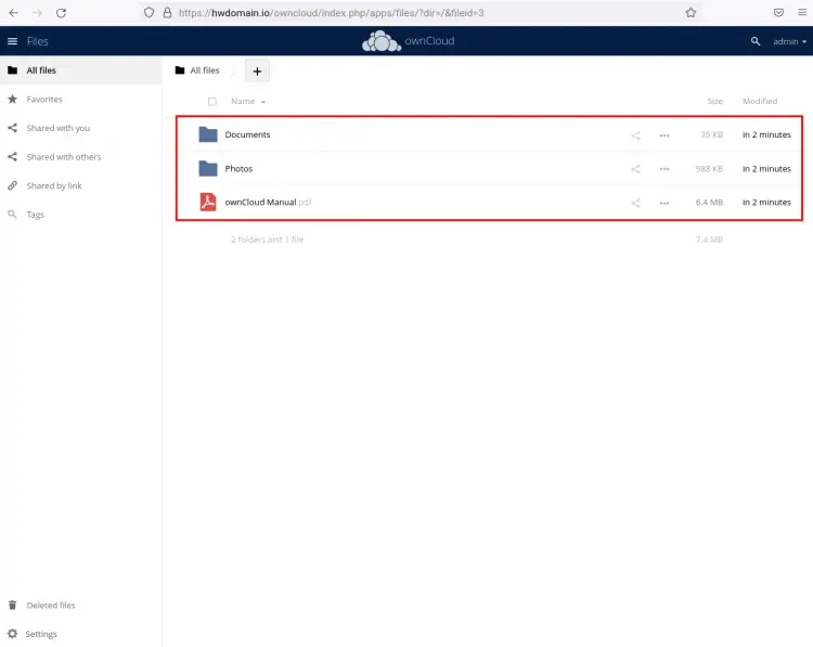 owncloud dashboard