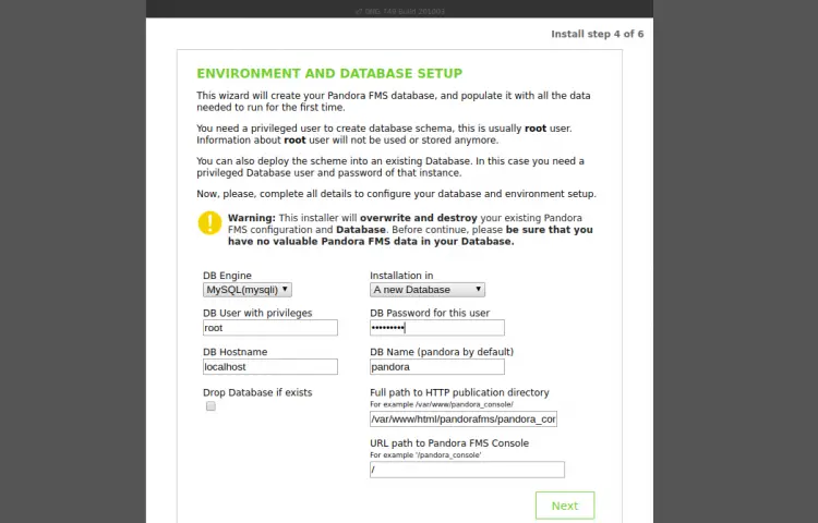 Database setup