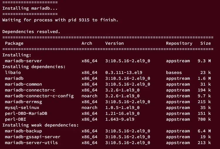 mariadb installation