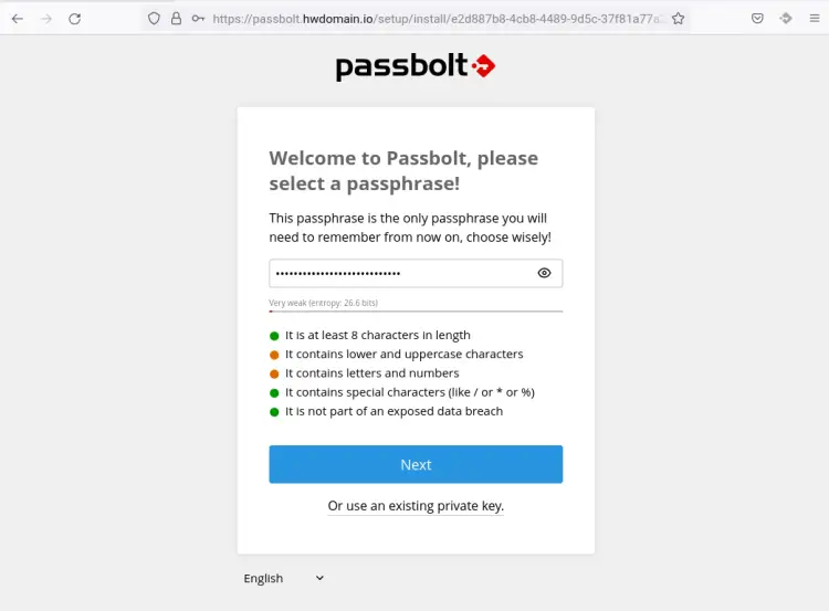 setup passphrase