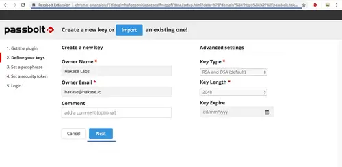 Create a new key