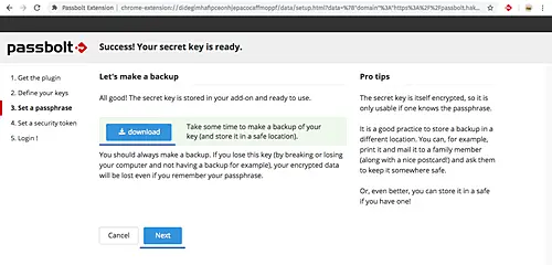 Download backup key