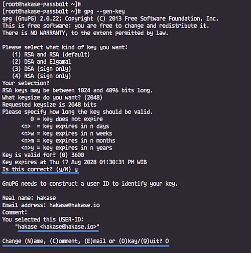 Generate GPG key