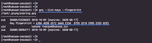 List gpg key