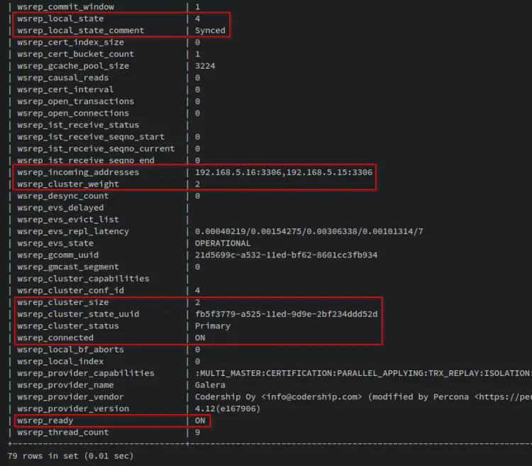 verify cluster pxc02