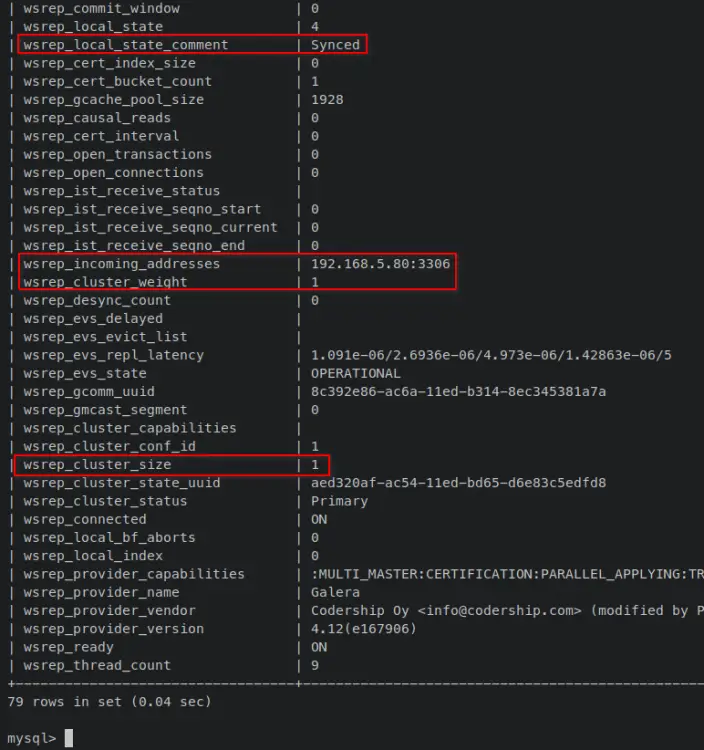 verify percona xtradb cluster