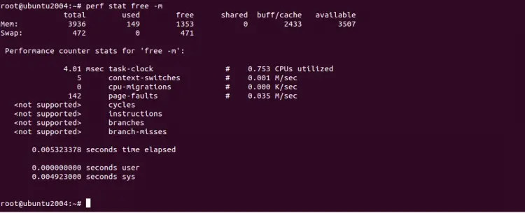 perf stat free -m
