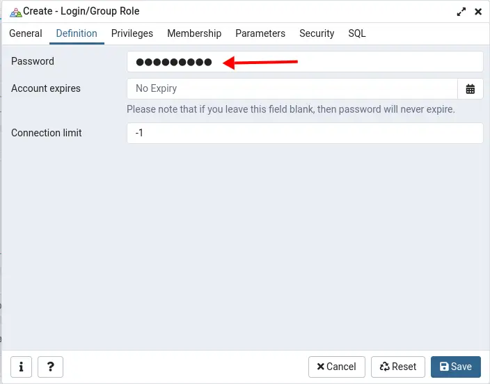 Setup Password pgAdmin4