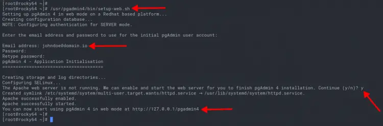 Setup pgAdmin4 user and apache configuration