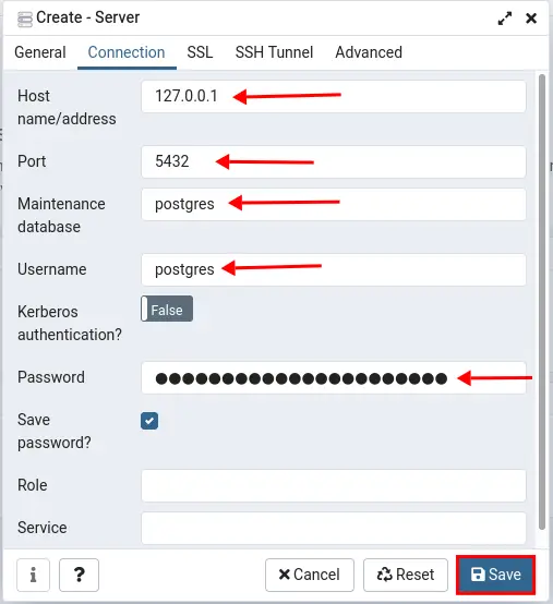 Connection details