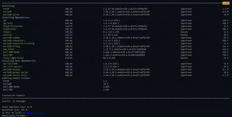 Install Apache/httpd and mariadb on Rocky Linux