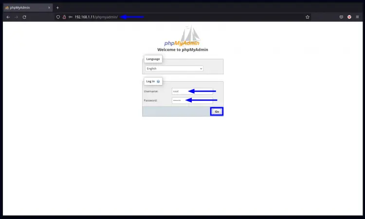 Login to phpMyAdmin