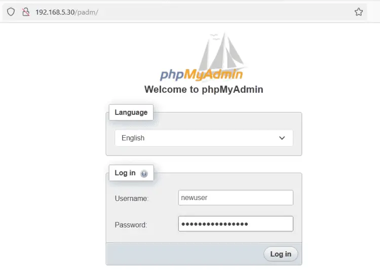 login phpmyadmin