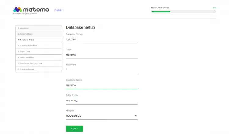 Database setup